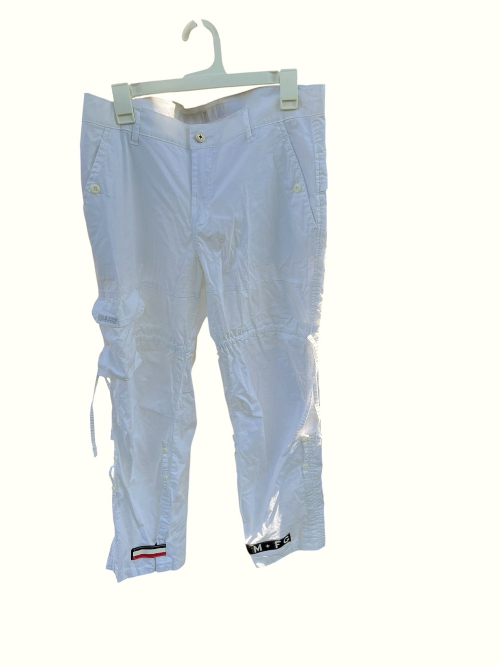 Men’s bright white Girbaud  Cargo Pants with Utility Pocket Detail